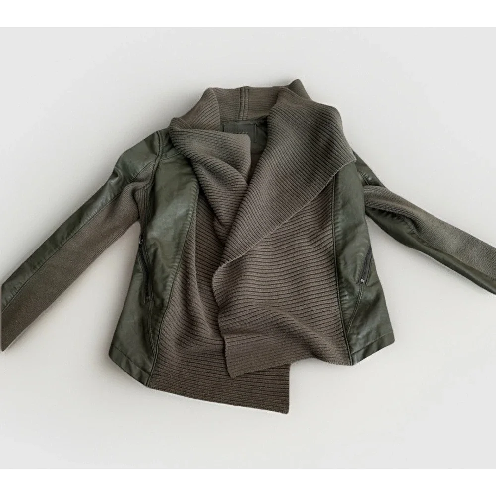 BLANKNYC All Or Nothing Olive‎ Drape Moto Jacket XS